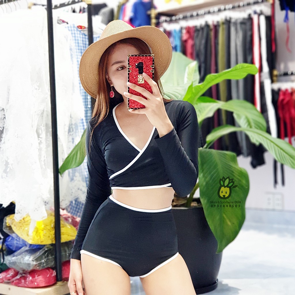 Bikini tay dài viền trắng ( có feedback khách) | BigBuy360 - bigbuy360.vn