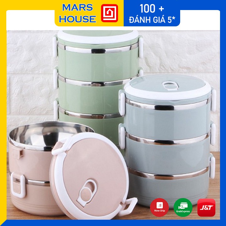 Hộp Cơm Giữ Nhiệt 4 Tầng Lõi INOX Làm Từ Lúa Mạch, An Toàn Cho Người Sử Dụng, Giữ Nhiệt Tốt