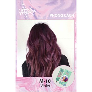 Kem nhuộm tóc phủ bạc MOLOKAI màu tím M-10 chiết suất từ thiên nhiên tặng kèm trợ oxy dưỡng 60ml