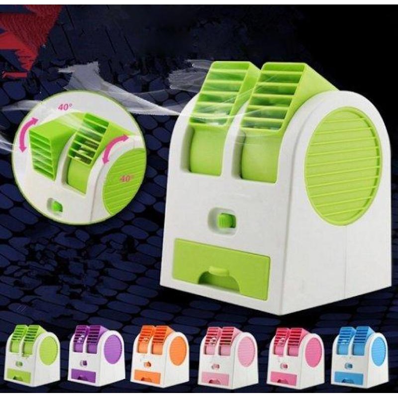Quạt điều hòa hơi nước mini 2 cửa để bàn (mát - lạnh - thơm) có khay chứa đá lạnh