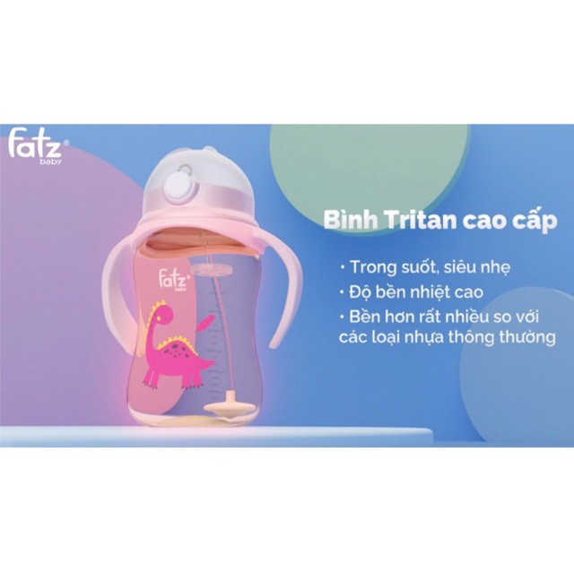 Bình uống nước Tritan chống đổ phao xoay 360 độ 250ml Fatzbaby