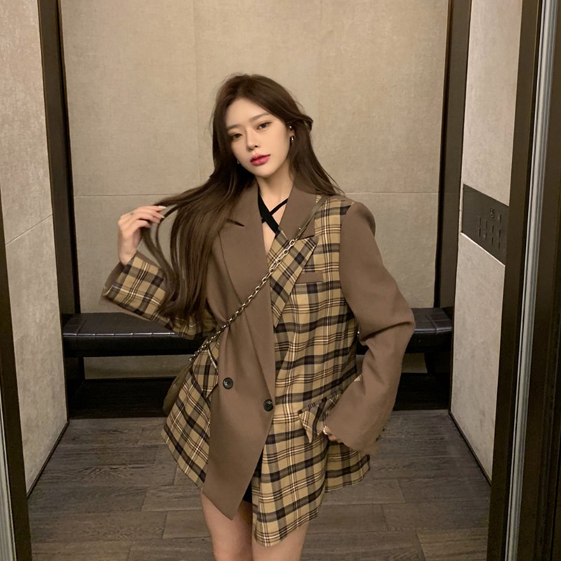 Ảnh thật hình cuối-2W379.Áo blazer phối màu kiểu mới kiểu Tây sang chảnh | BigBuy360 - bigbuy360.vn