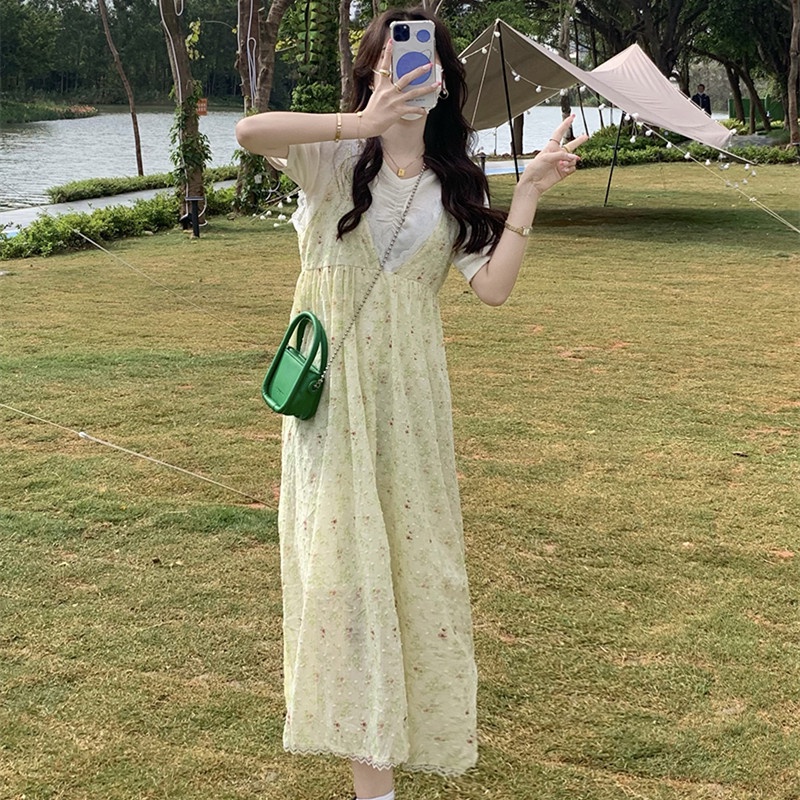 Đầm Maxi Hoa Cổ Chữ V Thời Trang Mùa Hè