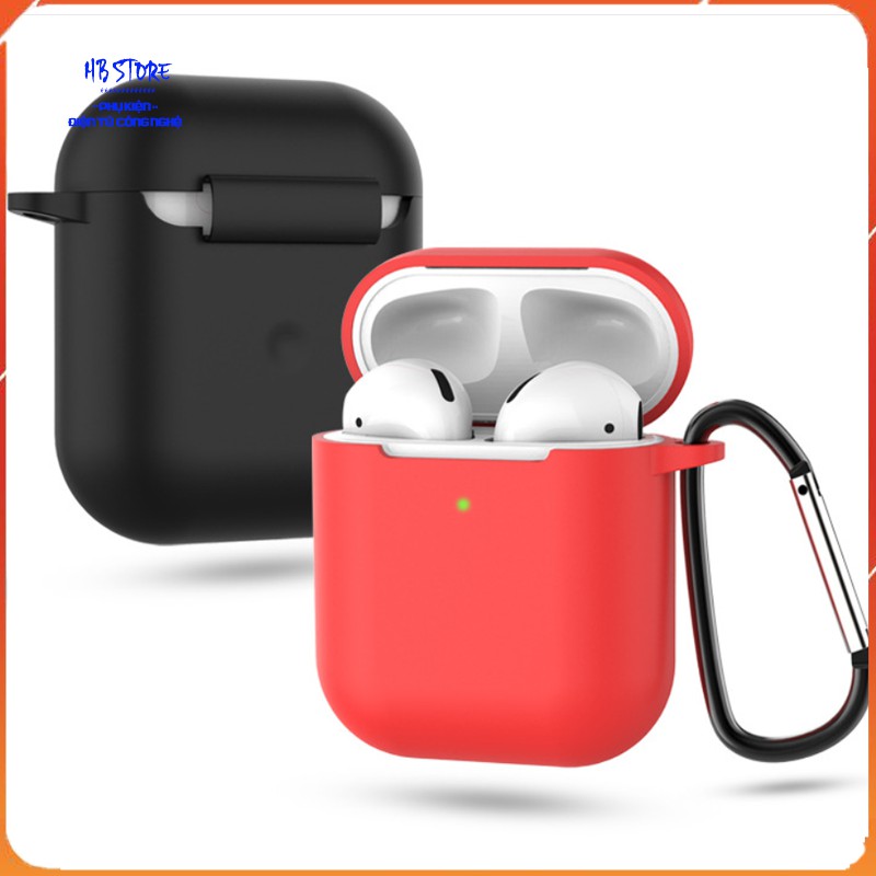 Airpods 2 case silicon tráng nhung chống sốc 1.5 mm có kèm móc chống rơi nút bảo vệ chân sạc