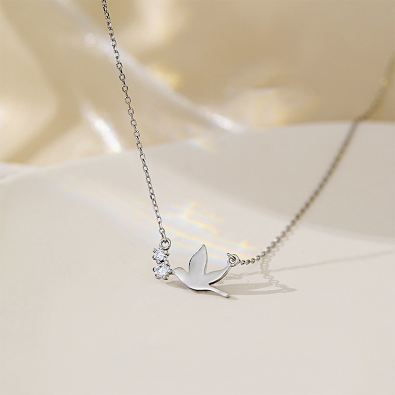 Vòng Cổ Fashion Peace Dove Pendant Necklace Korea Bird Silver Chain Necklaces for Women Jewelry Gift