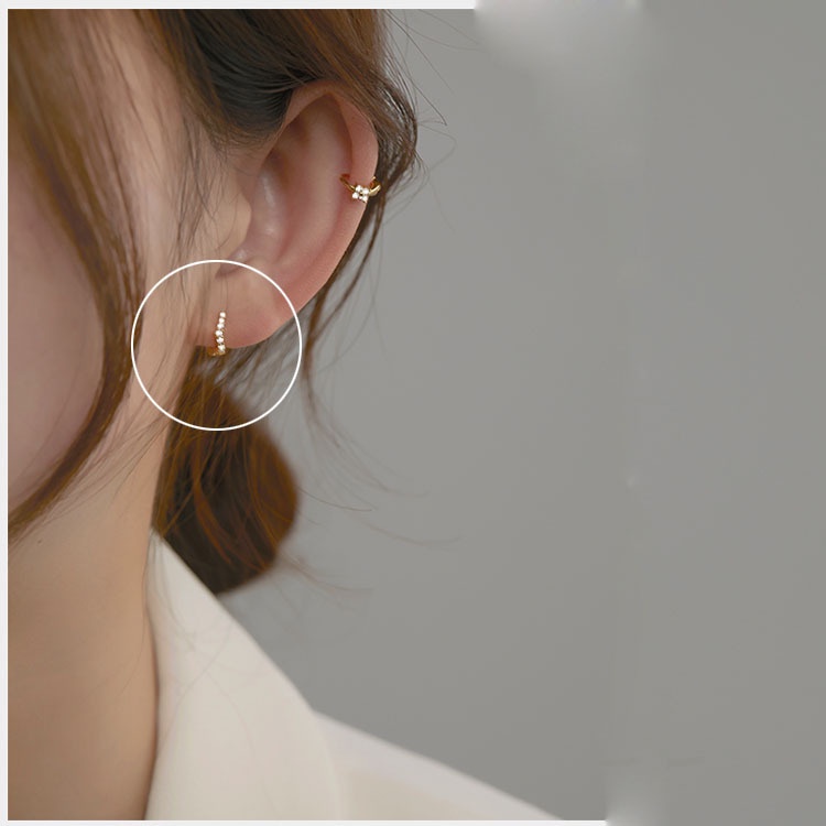 Khuyên tai bạc nữ Venus, bông tai mạ vàng, set khuyên xinh xắn sang trọng đính đá