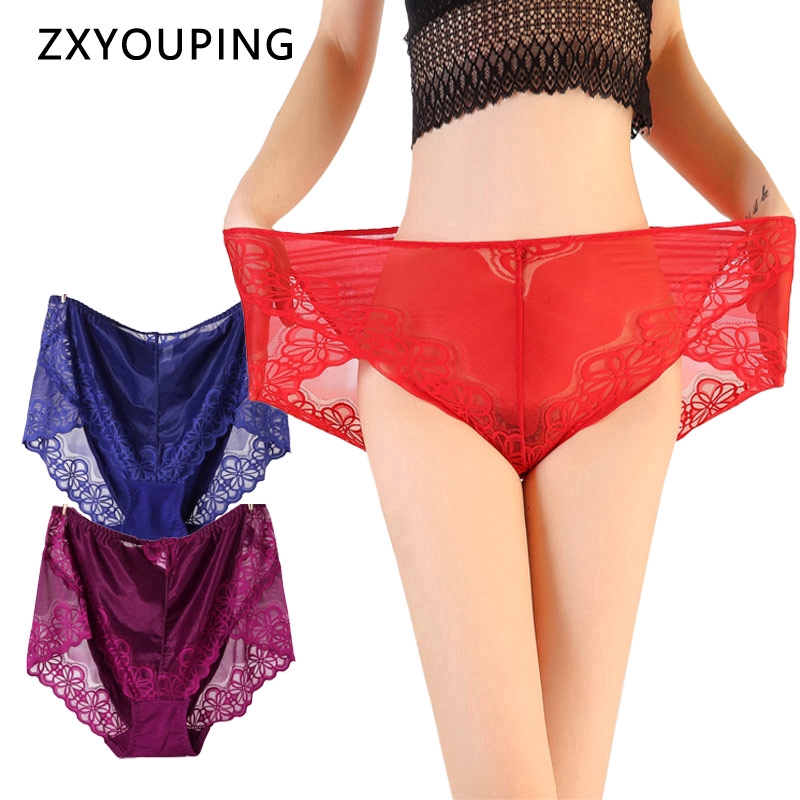 Lace Embroidery High Waist Panties Women Sexy Lingerie Briefs Big Size Underwear Seamless Transparent Breathable Soft 4XL-6XL | BigBuy360 - bigbuy360.vn