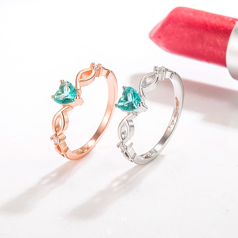 Nhẫn Đồng Đính Đá Zircon Hình Trái Tim Phong Cách Thời Trang Hàn Quốc