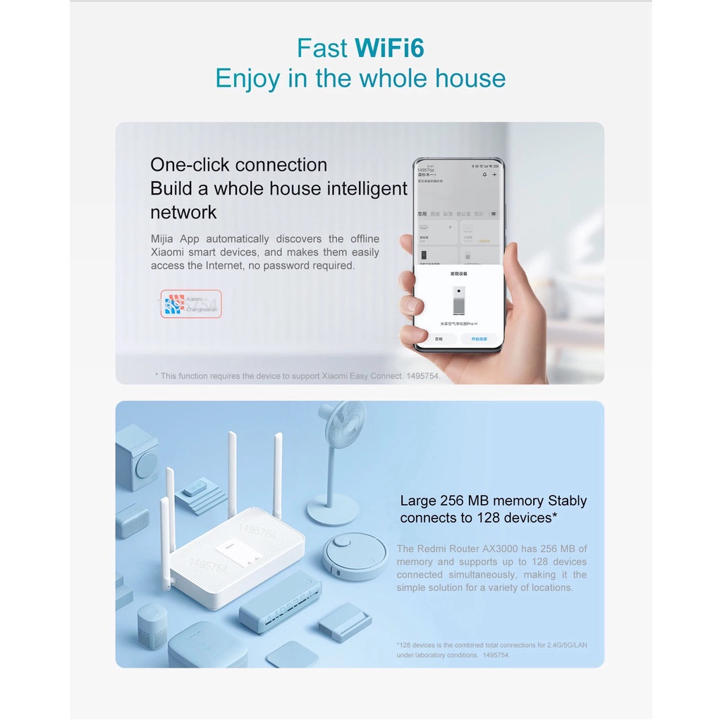 Bộ phát Wifi Redmi AX3000/AX6 hỗ trợ Wifi 6 Mesh 3000Mbps