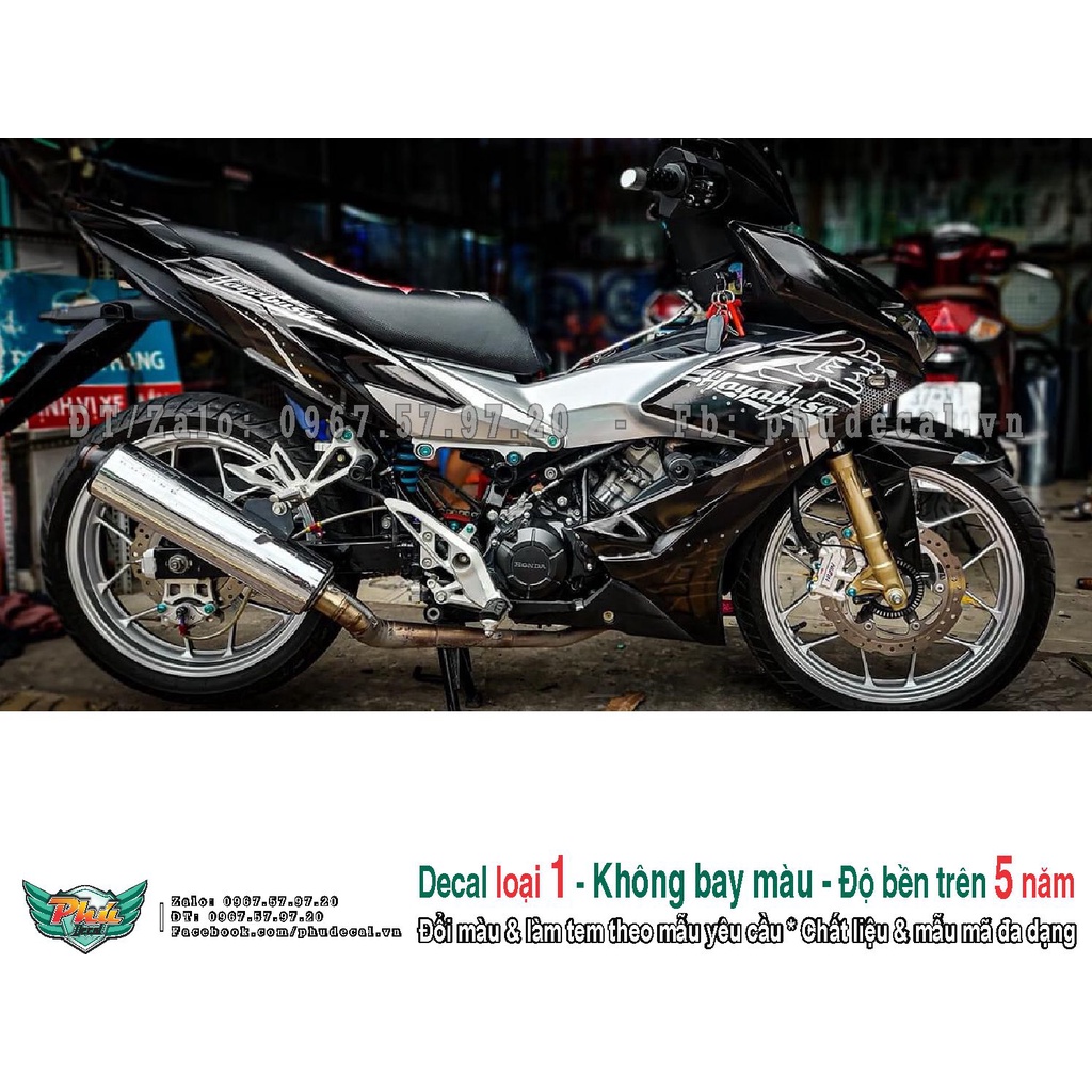 Tem rời xe Winner X Hayabusa đen bạc (A)