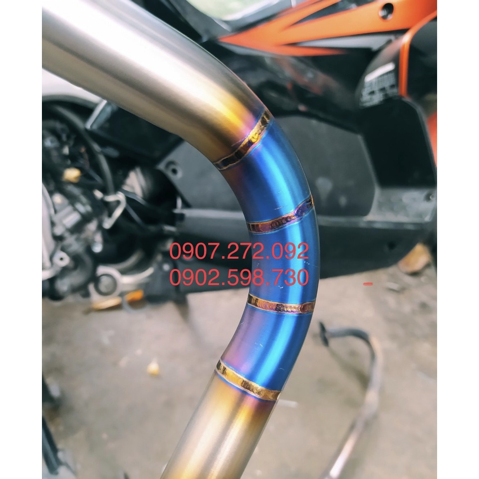 Cổ pô TITAN xịn LÊN MÀU SẴN phi 27mm X 1,5mm gắn pô zin dành cho AB THÁI / AB 110 / Click 110