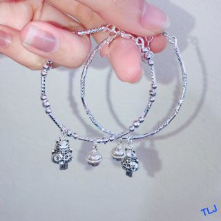 Lắc tay nữ bạc bi mèo Thần Tài may mắn