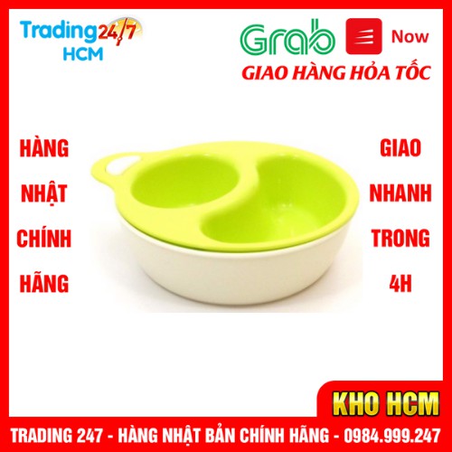 [Hỏa tốc HCM] Bát ăn chia ngăn cho bé màu xanh 80g NỘI ĐỊA NHẬT BẢN