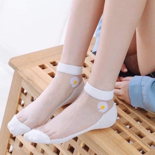 Set 10 vớ lụa thêu hoa cúc đủ màu