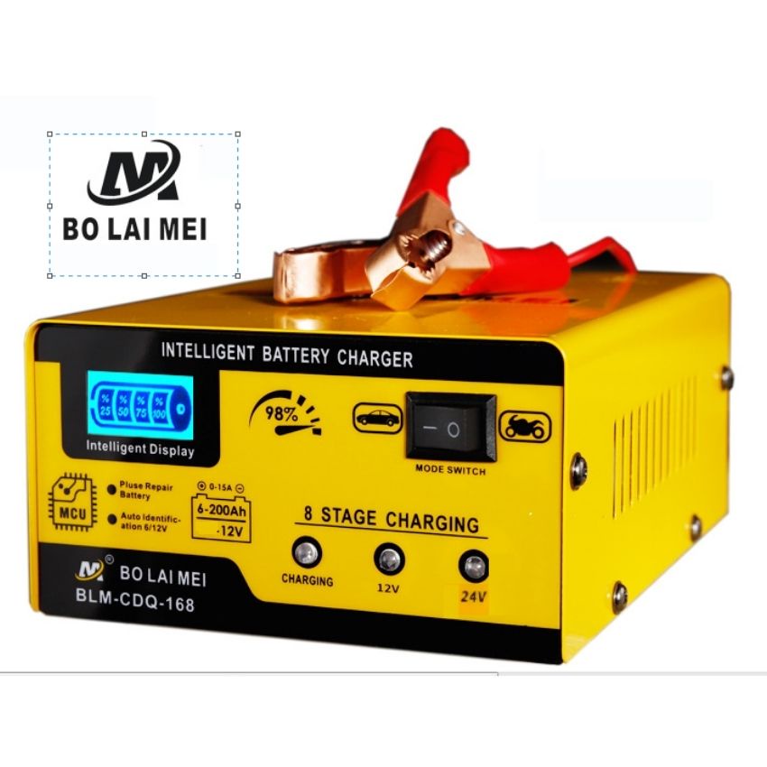 Bộ sạc bình ắc quy 12v 24v 15A, sạc bình ắc quy xe máy ô tô từ 3ah - 200ah hàng chính hãng Bolaimei
