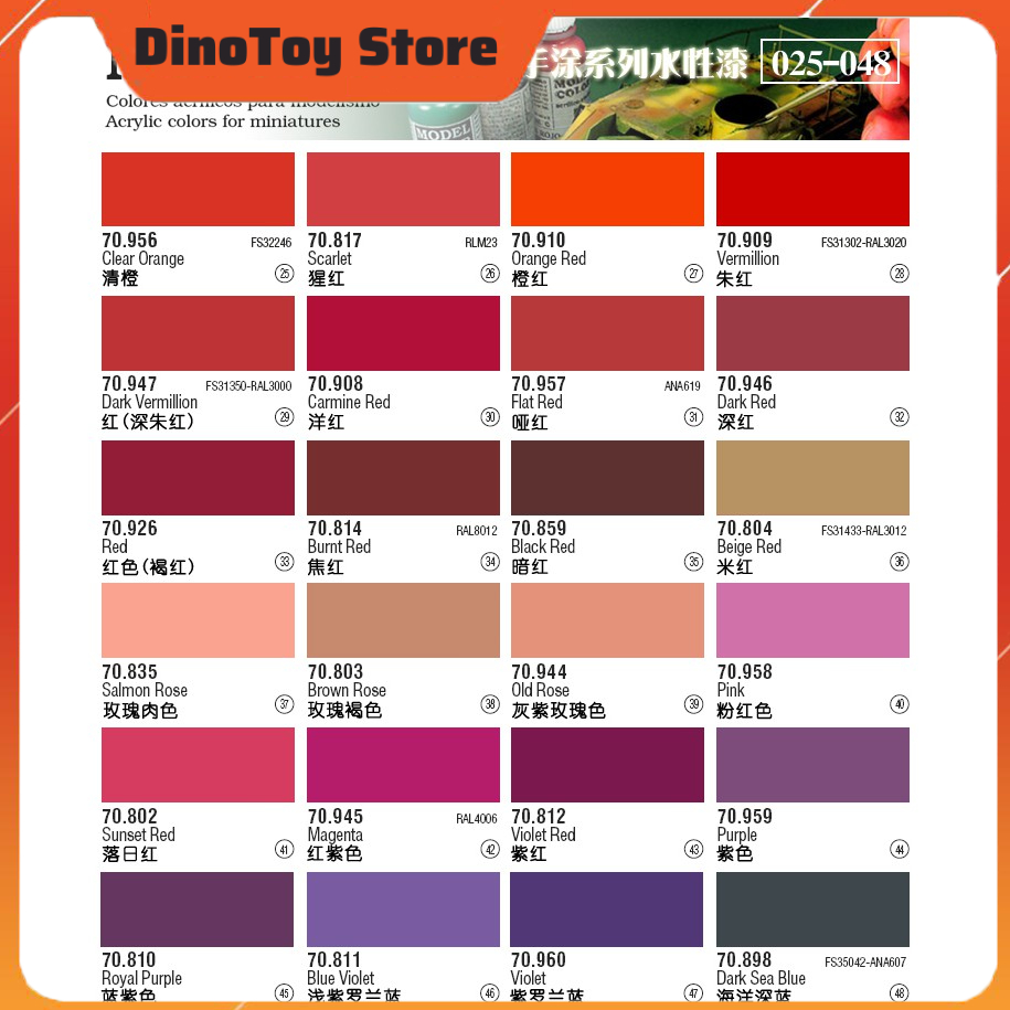 Sơn AV Vallejo model color từ 1 - 168 mã màu