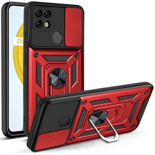 Ốp Điện Thoại Kiểu Giáp Chống Sốc Kèm Giá Đỡ Nhẫn Cho Realme C20 C20A C12 C35 C31 C25 C11 2021 8 Pro Narzo 50A Prime 20 30A