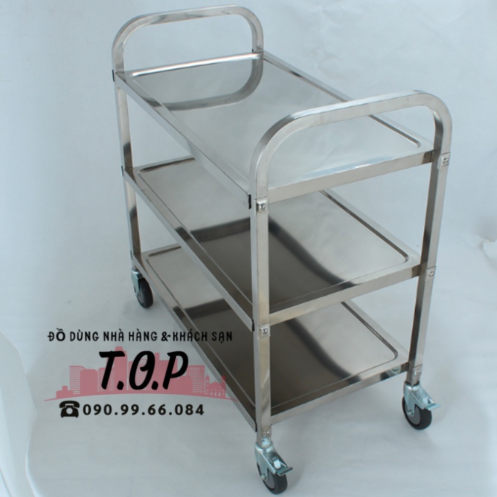 *Video* Xe Đẩy Inox 3 Tầng, Xe Dọn Thức Ăn 3 Tầng Bằng Inox