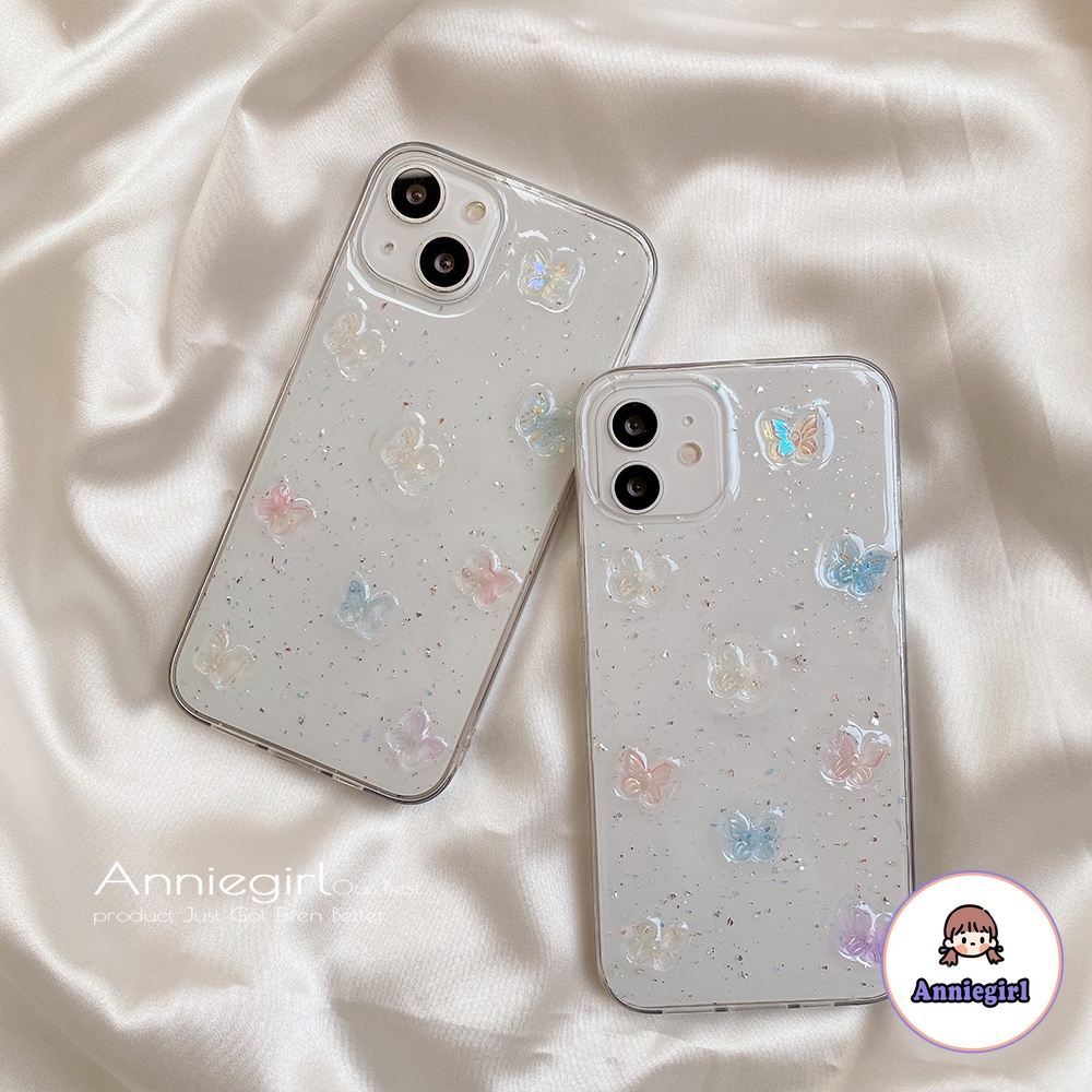 Ốp Điện Thoại TPU Mềm Hình Bướm 3D Lấp Lánh Cho IPhone 14 13 12 11 Pro Max X XS XR 8 7 Plus
