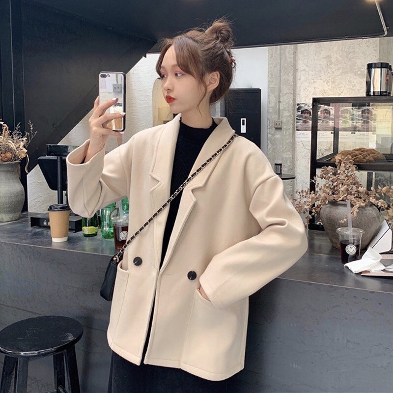 áo dạ mỏng ulzzang order áo vest blazers khoác dạ đen dáng hàn quốc KÈM ẢNH THẬT