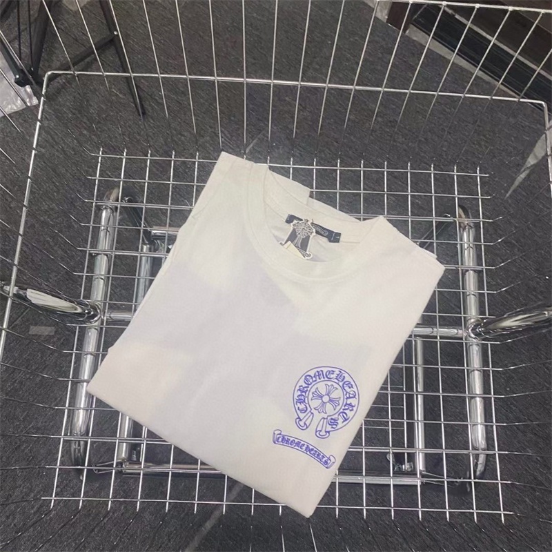 Ch High Street Trend Áo Thun Tay Ngắn Dáng Rộng In Hình Móng Ngựa Cổ Điển Phía Trước Thời Trang Đường Phố Giản Dị