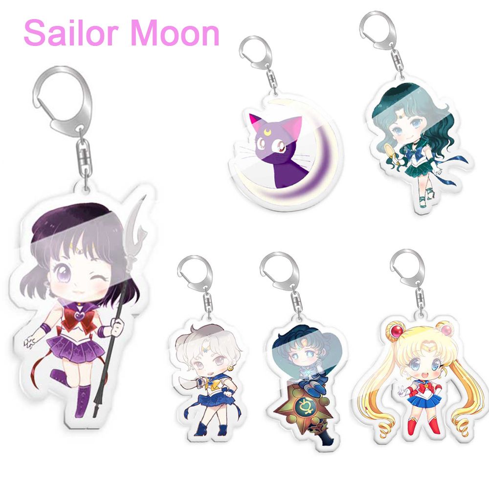 Móc khóa hai mặt bằng acrylic hình Sailor Moon dễ thương