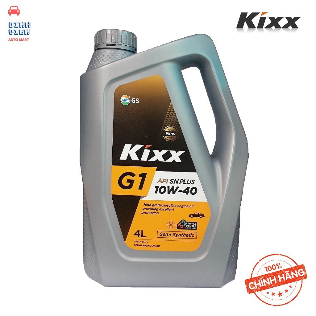 [ CAO CẤP TỪ HÀN QUỐC] Dầu Nhớt Kixx G1 API SN Plus 10W40 4L Thùng Nhựa Xe động cơ xăng Công nghệ Hai nâng Ba chống