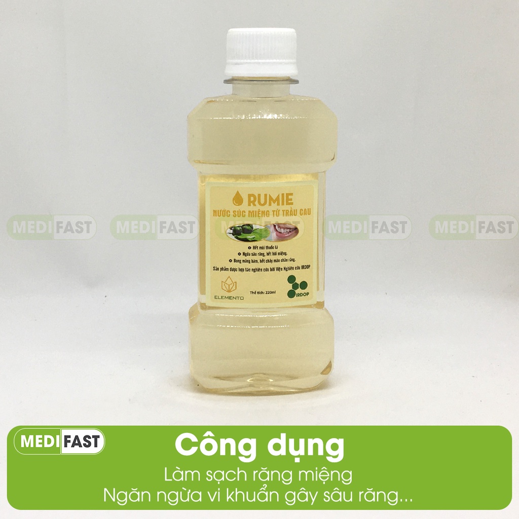 Nước súc miệng trầu không Rumie chai 220ml giảm mùi hôi khó chịu sâu răng ở trẻ em giúp trắng răng giảm ê buốt