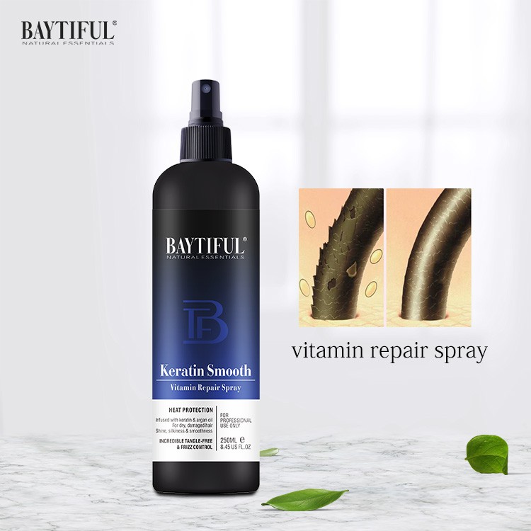 Xịt dưỡng BAYTIFUL 250ml Keratin Smooth Vitamin Hair Spray phục hồi hư tổn, chống cháy, ngăn phai màu tóc