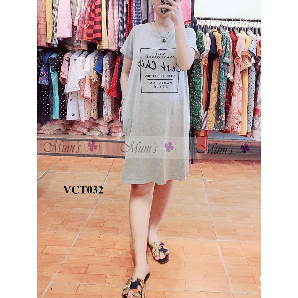 ĐẦM BẦU FREESHIP Vải cotton suông chữ Cert Chic Váy bầu thiết kế