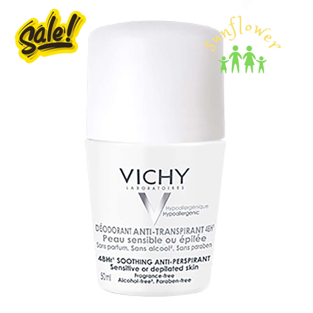 Lăn Khử Mùi Nách Vichy Traitement Anti-Transpirant 48h Nắp Trắng 50ml cảu Pháp