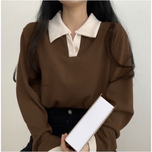 [Order] Áo thun polo dài tay ulzzang cổ bẻ | BigBuy360 - bigbuy360.vn