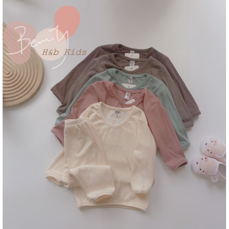 Bô Dài Tay Chất Tăm Cotton Mềm Mịn Phong Cách Hàn Quốc Cho Bé