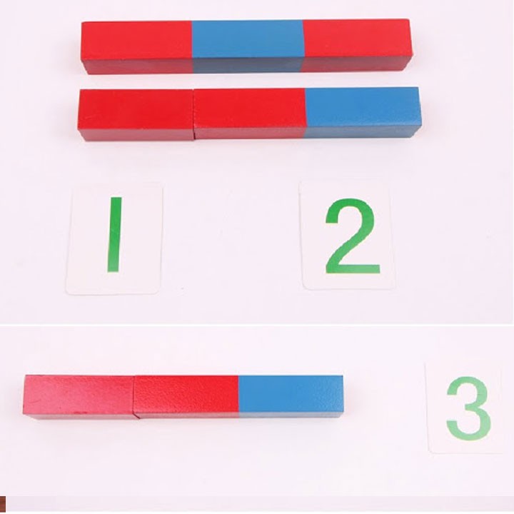 Bộ gậy số kèm thẻ bản gia đình - Number Rods- Giáo cụ Montessori