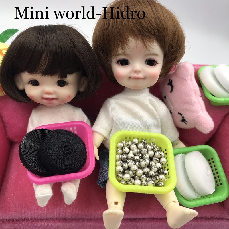 Phụ liệu may quần áo búp bê, nút áo, miếng dán may đồ doll