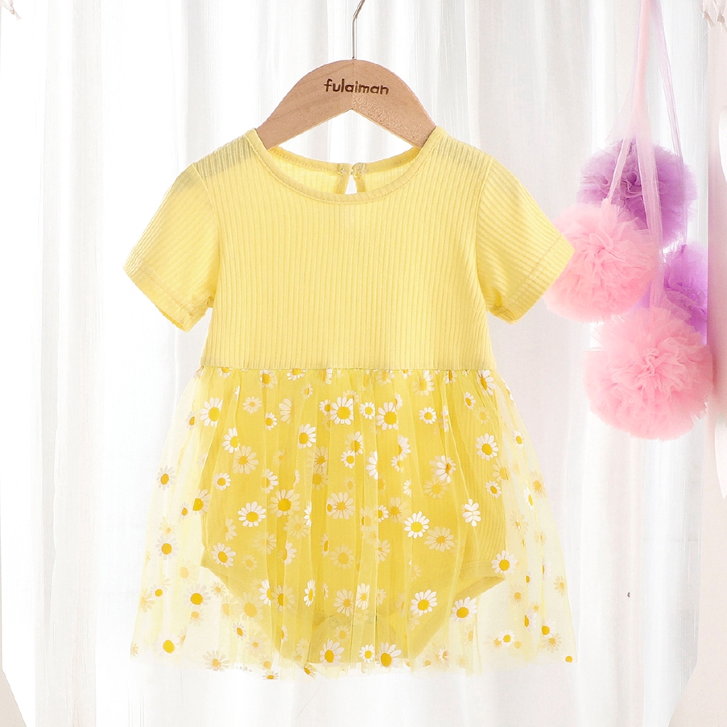 Đầm Cotton In Hoa Xinh Xắn Dành Cho Bé Gái