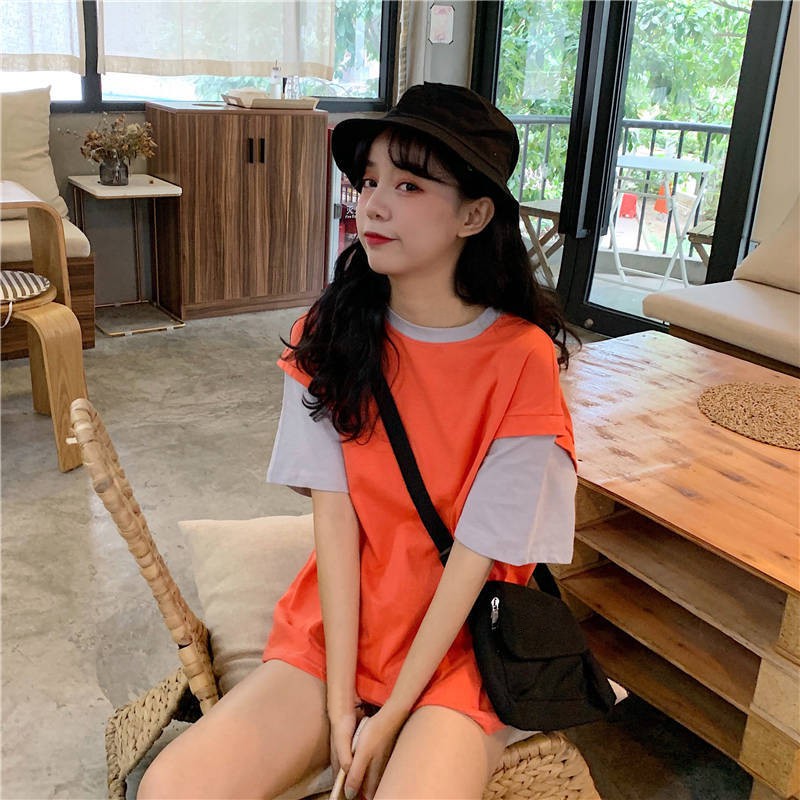 Áo thun tay ngắn cho nữ phối màu độc đáo