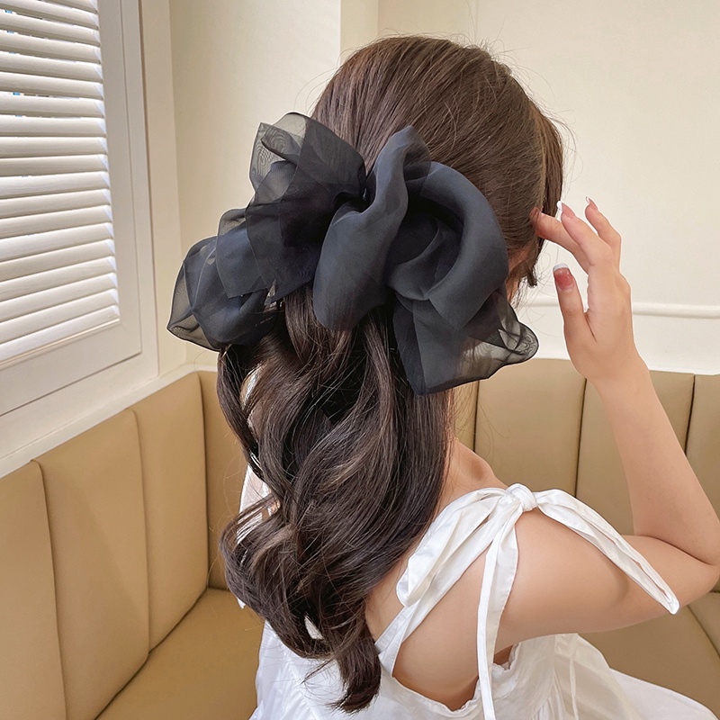 Kẹp Tóc Hình Nơ Bằng Lưới Cỡ Lớn Thời Trang Hàn Quốc Xinh Xắn
