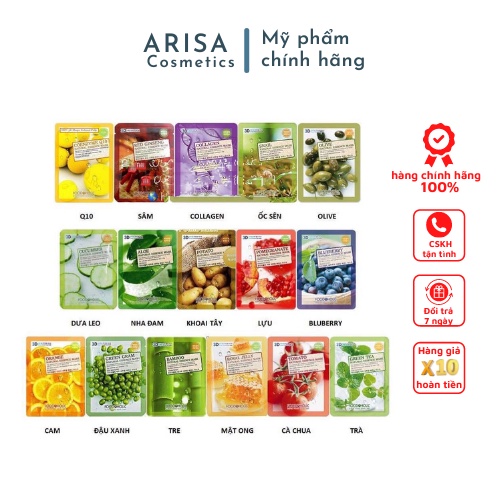 Mặt nạ dưỡng da cấp ẩm chiết xuất thiên nhiên 3D FOODAHOLIC Hàn Quốc 23ml Arisa Cosmetics