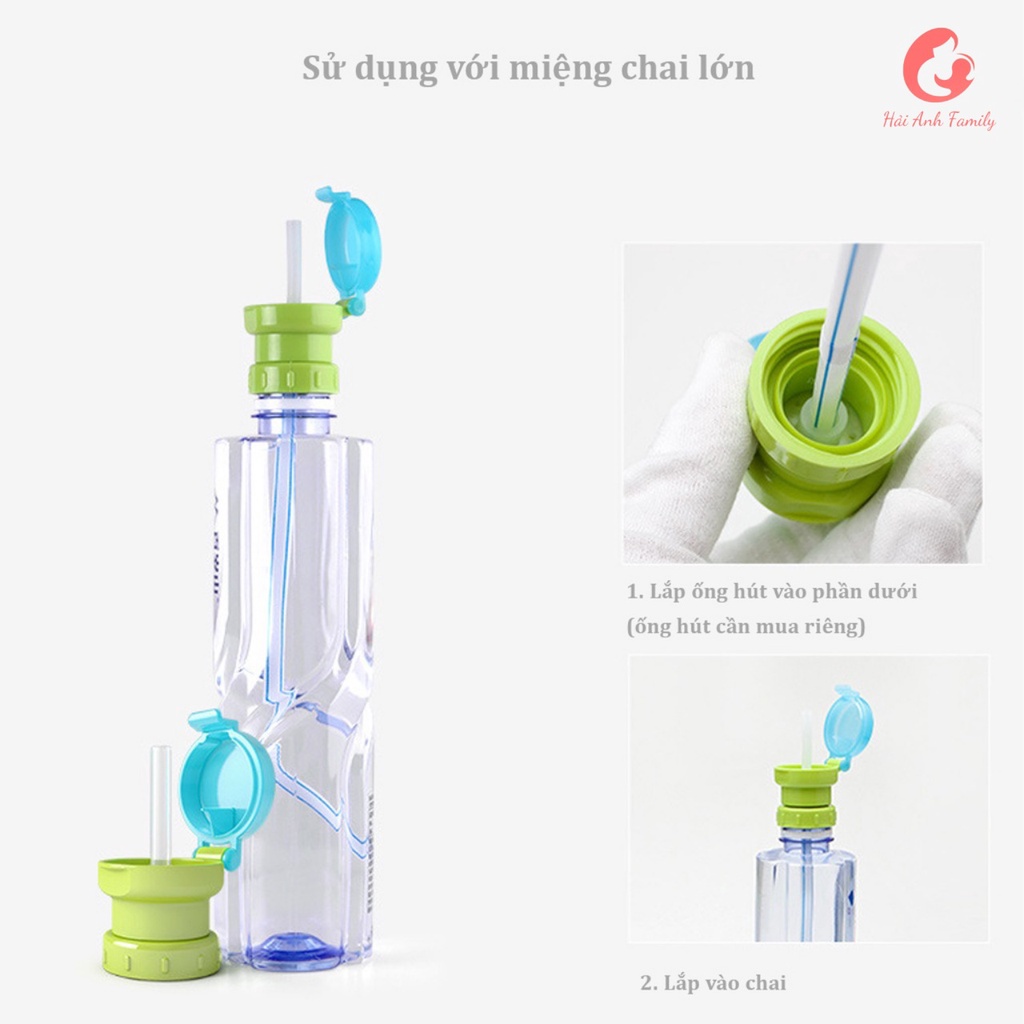 Bộ chuyển đổi sang ống hút gắn chai nước cho bé tiện dụng mang ra ngoài, chống đổ, chống sặc.(có hộp)