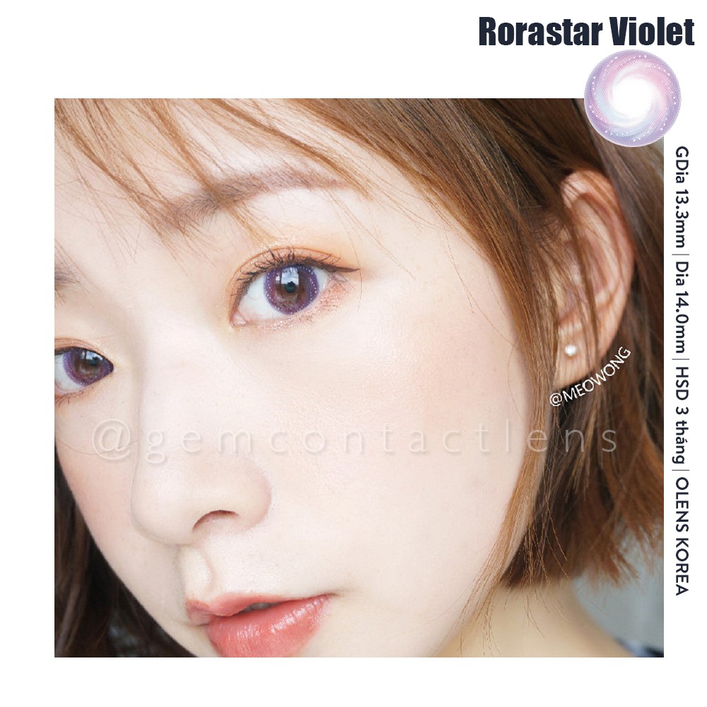 Lens Áp Tròng Tím Galaxy RORASTAR VIOLET - Nội Địa Hàn OLENS - 3 Tháng Chất Liệu Cao Cấp Phù Hợp Mắt Nhạy Cảm