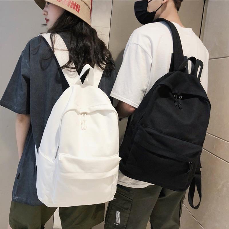 Balo học sinh nam nữ cặp đi học thời trang Ulzzang basic có ngăn đựng laptop chất vải canvas chống thấm nước