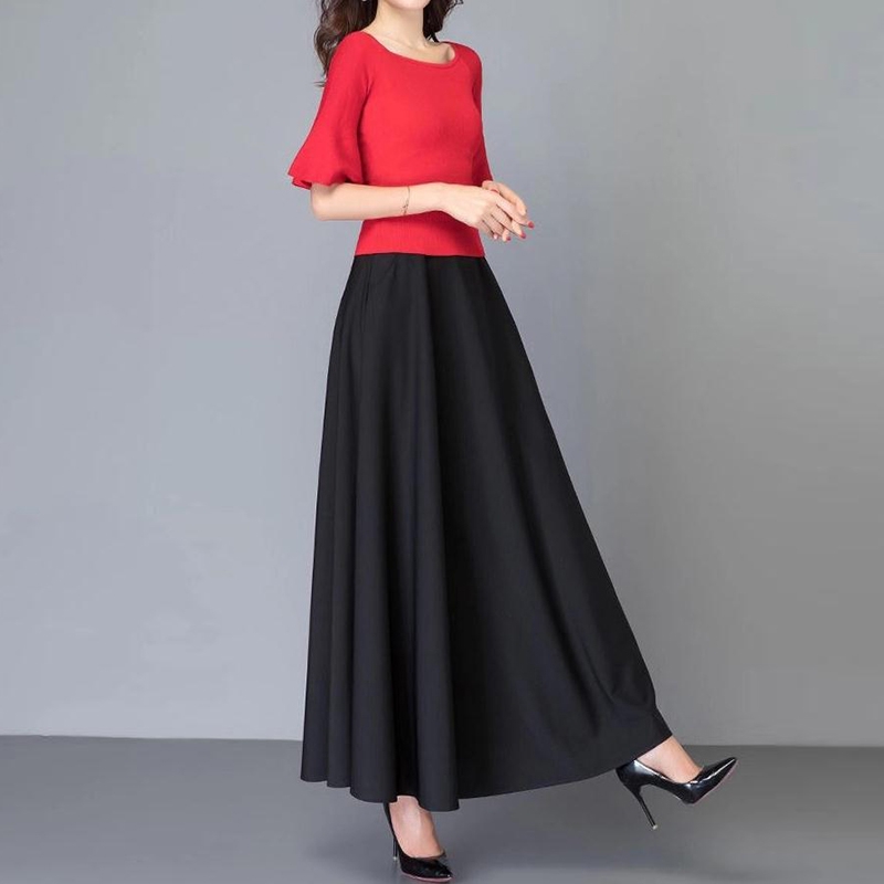 Chân Váy Xòe Dài Lưng Cao Xếp Ly Thời Trang Thu Hè Thu plus size Cho Nữ