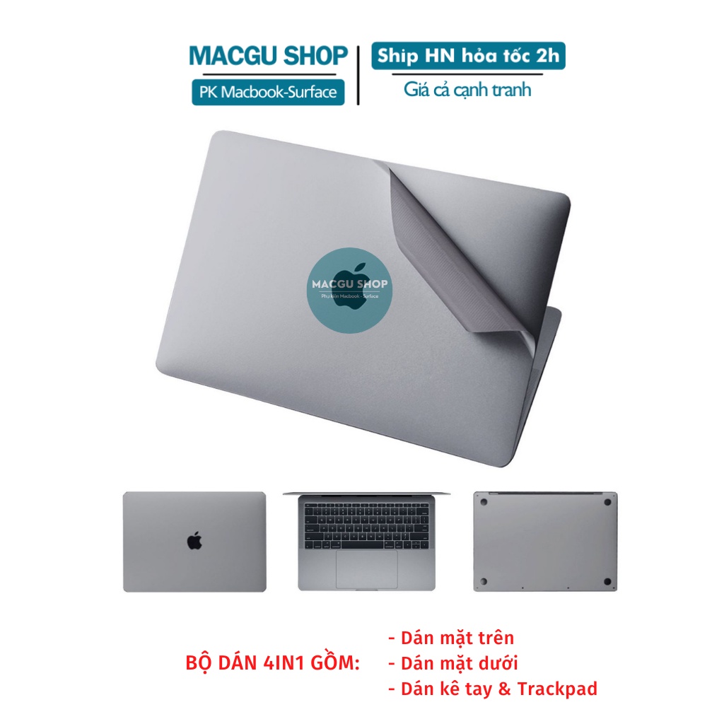 Bộ dán Macbook JRC 4in1 màu xám/bạc/gold/rose gold đủ dòng