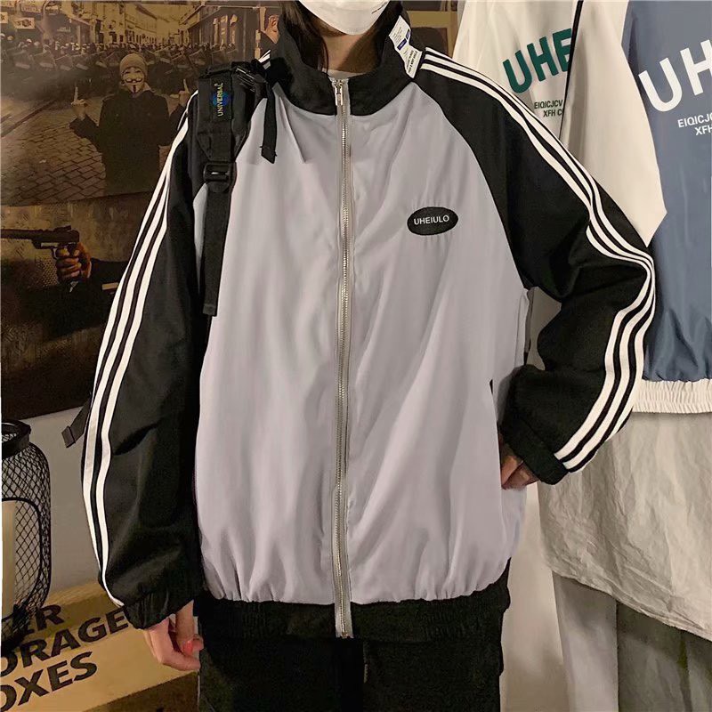 Áo khoác,áo gió 2 lớp form rộng 2 màu thêu logo cổ nam nữ mặc cực chất