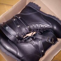 [order] Giày cao cổ cột dây boot đen side 35 đến 42