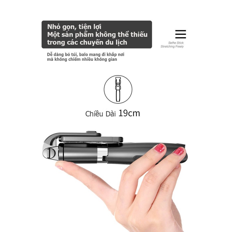Gậy Chụp Hình Selfie L02 Chân Tripod Với Bluetooth, Kéo Dài 100Cm, Dành Cho Điện Thoại Và GoPro