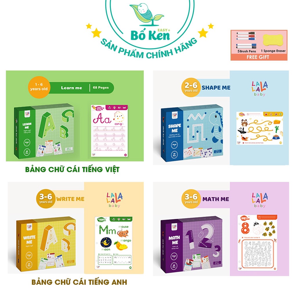 Sách vẽ tô xóa, đồ chơi thông minh, học liệu giáo dục sớm thương hiệu Lalala Baby