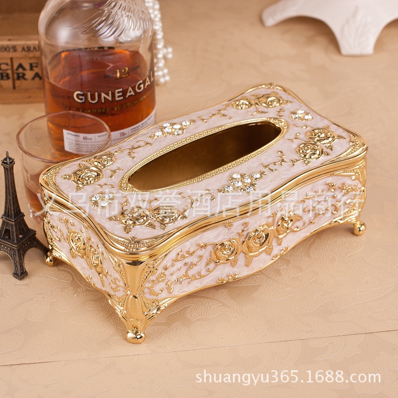 Hộp đựng giấy ăn trang trí hoa văn tinh xảo phong cách cổ điển Châu Âu