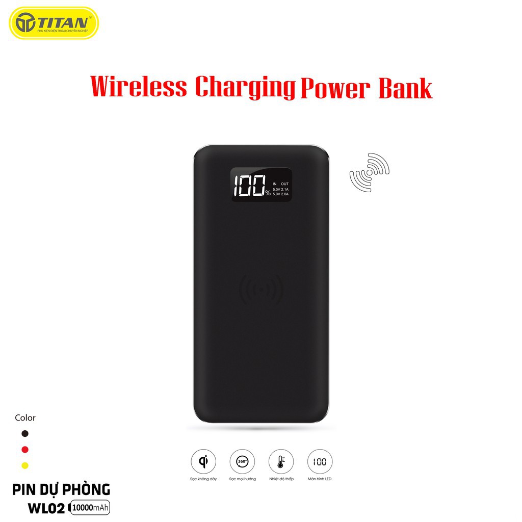 Pin dự phòng sạc không dây 10000mAh TITAN WL02